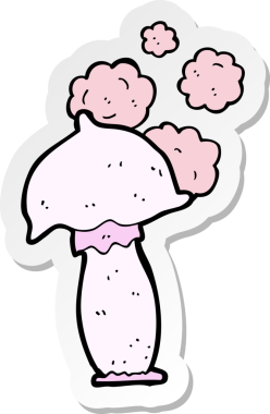 Bir insan tarafından çizilmiş karikatür mantarı çıkartması.