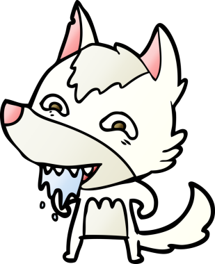 Bir insan tarafından çizilmiş aç kurt çizgi filmi.