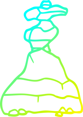 Bir insan tarafından çizilmiş istiflenmiş taş karikatürünün soğuk gradyan çizgisi.