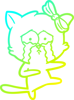 Bir insan tarafından çizilen çizgi film kedisinin soğuk gradyan çizgisi.