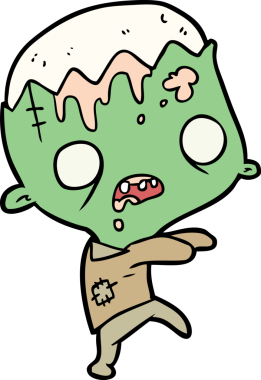 Bir insan tarafından çizilmiş şirin bir zombi çizgi filmi.