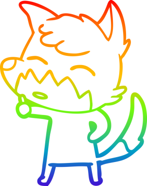 gökkuşağı gradyanı çizimi bir insan tarafından çizilmiş tilki çizgi filmi