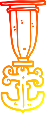 Bir insan tarafından çizilmiş karikatür denizci madalyasının sıcak çizgi çizimi