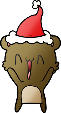 Mutlu ayı eli bir insan tarafından çizilmiş Noel Baba şapkasının gradyan çizimi