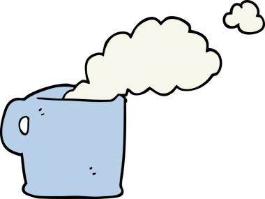 bir insan tarafından çizilmiş sıcak kahve karikatürü