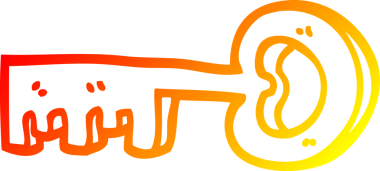 Bir insan tarafından çizilmiş metal bir anahtarın sıcak gradyan çizimi