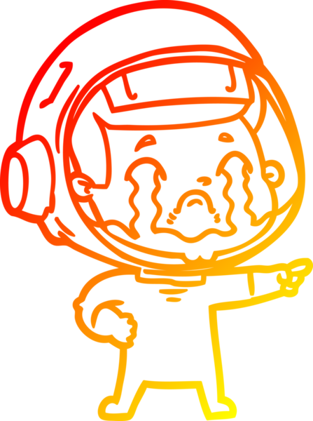 Bir insan tarafından çizilmiş, ağlayan bir astronotun sıcak çizgi çizimi