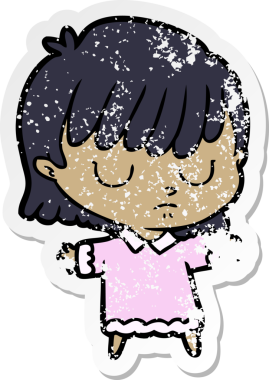 Bir insan tarafından çizilmiş karikatür bir kadının sıkıntılı çıkartması.