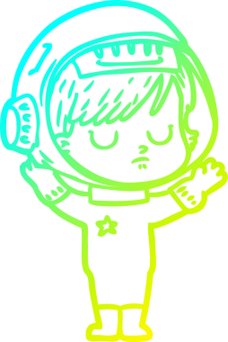 Bir insan tarafından çizilmiş soğuk gradyan çizgili astronot kadın çizimi.