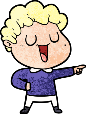 Bir insan tarafından çizilmiş gülen çizgi film adamı.