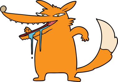 Şişko tilki çizgi film karakteri bir insan tarafından çizilmiş.