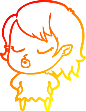 Bir insan tarafından çizilmiş sevimli bir vampir kız çizgi çizimi.