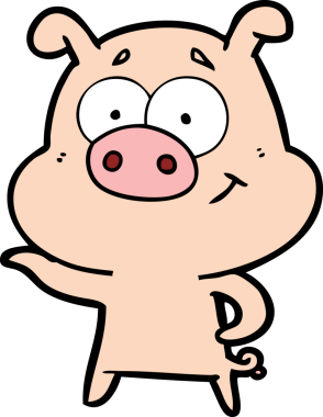 Bir insan tarafından çizilmiş çizgi film domuzu.