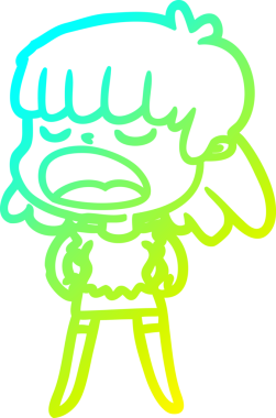 Bir insan tarafından yüksek sesle çizilmiş bir karikatür kadın çizimi.