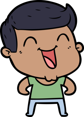 Bir insan tarafından çizilmiş gülen çizgi film adamı.