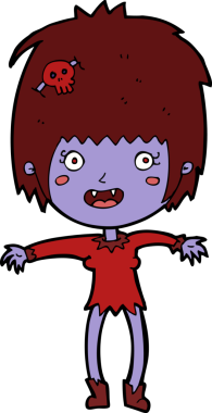 Bir insan tarafından çizilmiş vampir kız çizgi filmi.