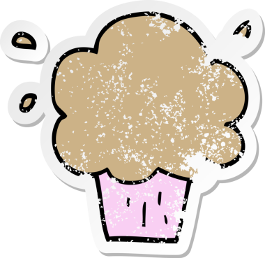 Bir insan tarafından çizilmiş karikatür kekinin sıkıntılı çıkartması.