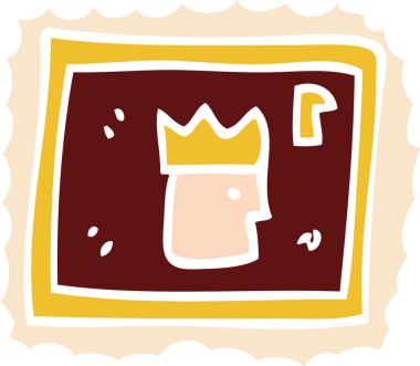 Bir insan tarafından çizilmiş bir karton pul.