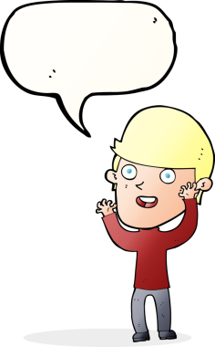 Bir insan tarafından çizilmiş konuşma balonlu mutlu adam çizgi filmi.