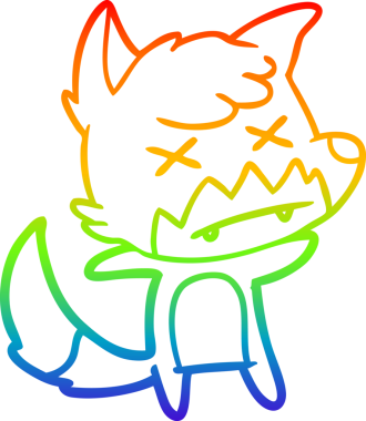 Gökkuşağı gradyan çizgi çizimi Bir insan tarafından çizilmiş ölü tilki