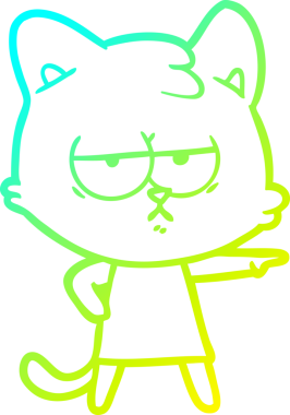 Sıkılmış çizgi film kedisinin insan tarafından çizilmiş soğuk çizgi çizgisi.