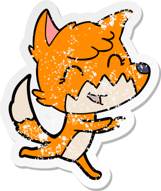 Bir insan tarafından çizilmiş mutlu bir tilkinin sıkıntılı çıkartması.