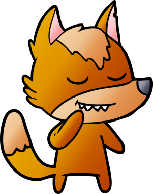 Bir insan tarafından çizilmiş tilki çizgi film karakteri