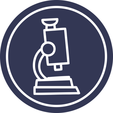 mikroskop ve bir insan tarafından çizilmiş dairesel simge