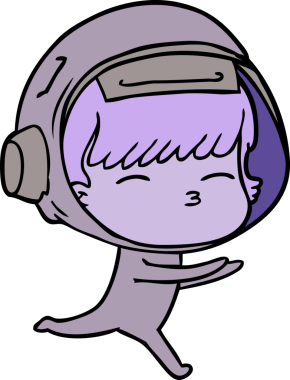 Bir insan tarafından çizilmiş meraklı astronot çizgi filmi.