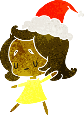 Bir insan tarafından çizilmiş Kawai kızının eski bir Noel karikatürü.