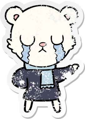 Bir insan tarafından çizilmiş ağlayan kutup ayısı karikatürü.