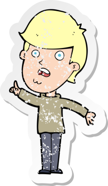 Bir insan tarafından çizilen soruyu soran bir çizgi film karakterinin gerilimli geçmiş yapıştırması.