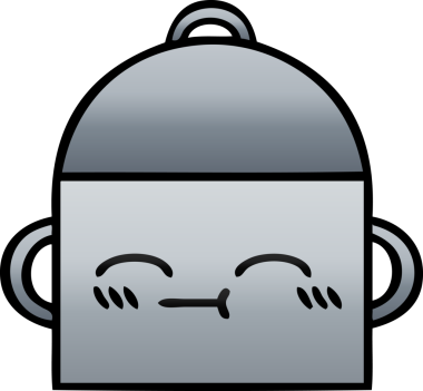 Bir insan tarafından çizilmiş tencerenin gölgeli karikatürü.