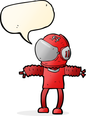 Bir insan tarafından çizilmiş konuşma balonu olan bir astronot.