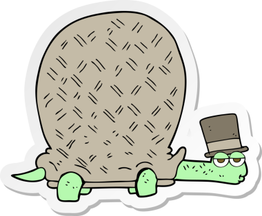 Bir insan tarafından çizilmiş karikatür kaplumbağasının çıkartması.