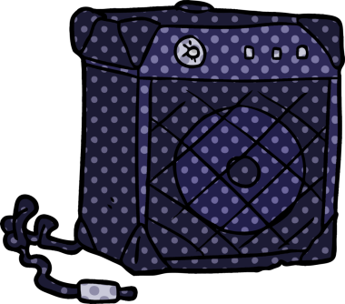 bir insan tarafından çizilmiş elektro gitar amfisi.