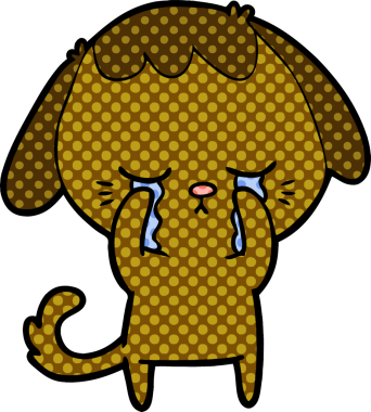 Bir insan tarafından çizilmiş şirin köpek yavrusu ağlama çizgi filmi