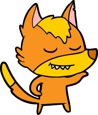 Bir insan tarafından çizilmiş tilki çizgi film karakteri