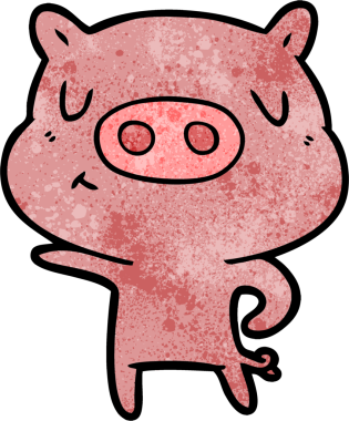 Bir insan tarafından çizilmiş çizgi film domuzu.