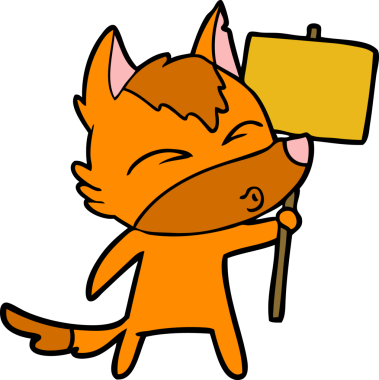 Bir insan tarafından çizilmiş tilki çizgi film karakteri