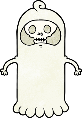 Bir insan tarafından çizilmiş ürkütücü kafatası hayaleti.