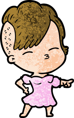 Bir insan tarafından çizilmiş şaşı çizgi film kızı.