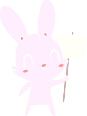 Bir insan tarafından çizilmiş şirin düz renkli çizgi film tavşanı.