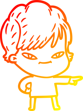 Bir insan tarafından çizilmiş mutlu bir kadının çizgi çizimi.