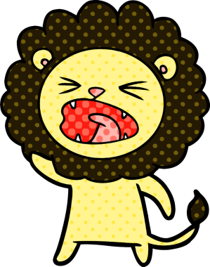 Bir insan tarafından çizilmiş kızgın aslan çizgi filmi.