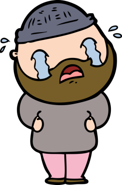 Çizgi film sakallı adam bir insan tarafından çizilmiş ağlıyor.