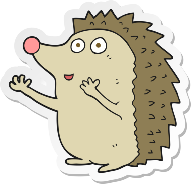 Bir insan tarafından çizilmiş şirin kirpinin çıkartması.