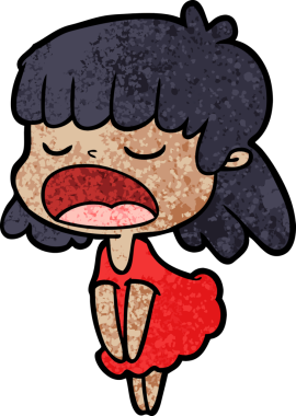 Çizgi filmdeki kadın bir insan tarafından yüksek sesle çizilmiş.