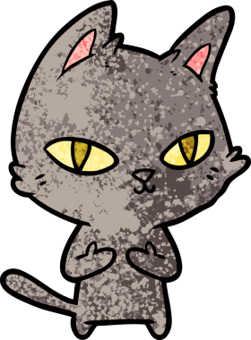 Bir insan tarafından çizilmiş çizgi film kedisi.