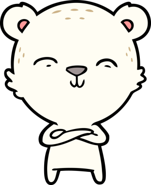 Bir insan tarafından çizilmiş mutlu kutup ayısı çizgi filmi.